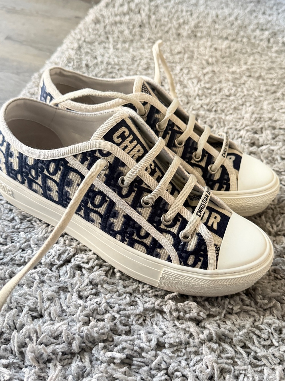 Dior Navy & Cream Oblique Canvas Low-Top Sneakers